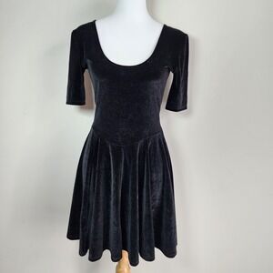Kimchi Blue Black Velvet Skater Dress Womens S Y2K Witchy Goth Grunge Coquette